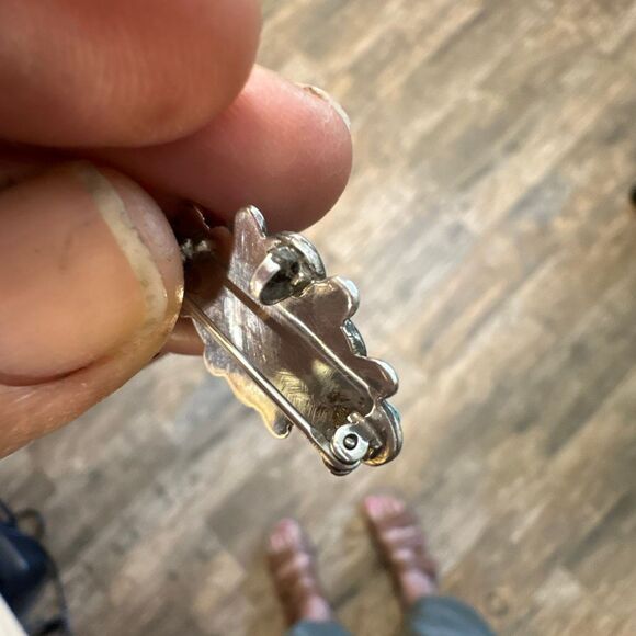 Turquoise and Sterling Silver Pin Pendant Necklace, NEW, Unique - Picture 3 of 4